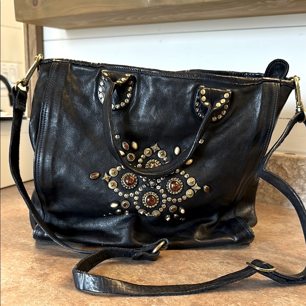 Campomaggi Black Embellished Shoulder Bag